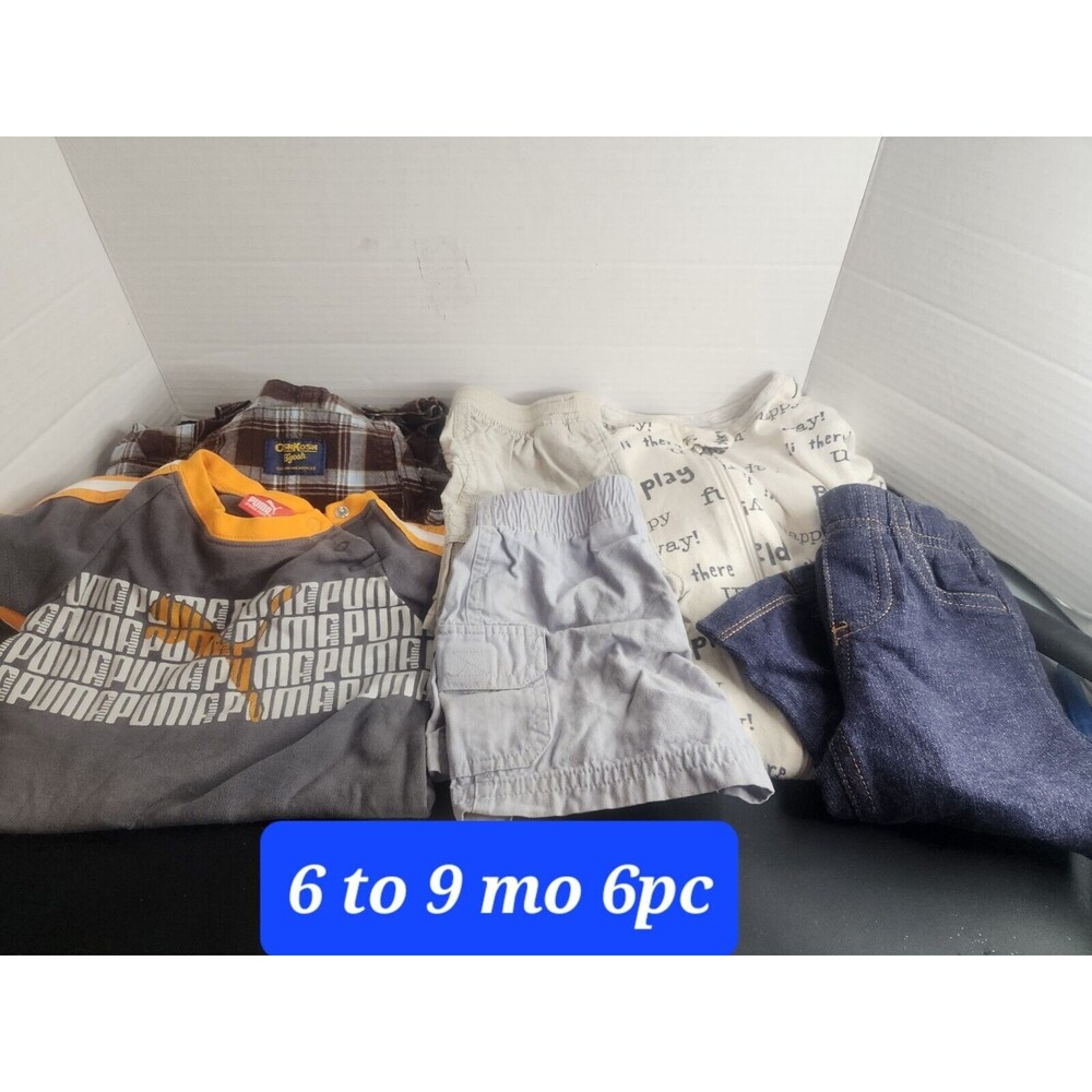 Lot Of 6 Toddler Boys Clothes 6 TO 9 Months Puma Osh Kosh Carters Jumping Beans